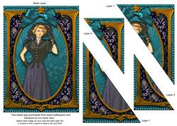 Elegant Teal Lady 7x5inch Triangle Duo Corner Stacker