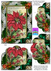 Red Poinsettia Holly One Edge Scallop Bottom 7x5inch Stacker