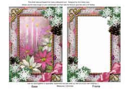 Pink Poinsettia Snow 7x5inch Picture Card Front and Frame