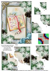 Christmas Book Snow 7x5inch Scalloped Duo Corner Stacker
