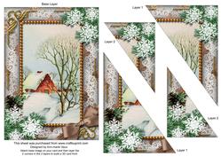 Christmas Scene Snow 7x5inch Triangle Duo Corner Stacker