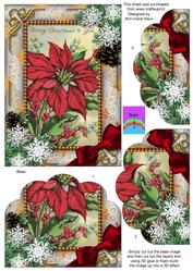 Red Poinsettia Snow One Edge Scallop Bottom 7x5inch Stacker
