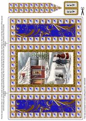 Snow View House Blue Bling Giant Square Buckle Gatefold Card