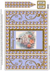 Wedding Cake Blue Bling Giant Square Buckle Gatefold Card
