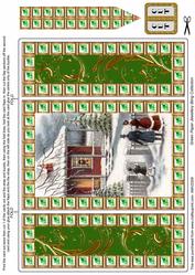 Snow View House Green Bling Giant Square Buckle Gatefold Card