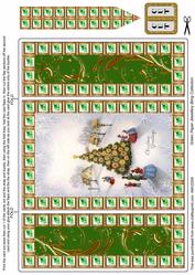 Village Christmas Tree Green Bling Giant Square Buckle Gatefold Card