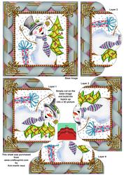 Snowman Presents One Edge Scallop Bottom Stacker