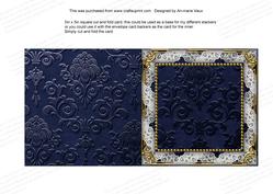 Blue Church Snow 5inch Square Plain Lace Folded Card