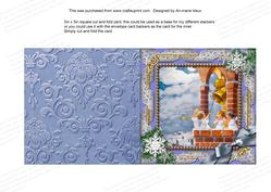 Angels Bell Pulling Snow 5in Square Folded Picture Card