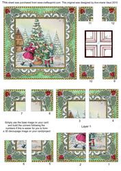 Santa Decorating Tree All 4 Corner Stacker Card Front