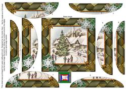 Village Scene Snow Square Spiral Rounded Edge Stacker
