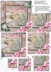 Christmas Stream Snow 5in Square One Corner Stacker