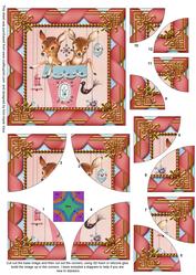 Baby Reindeers Ribbon All 4 Rounded Corner Card Front
