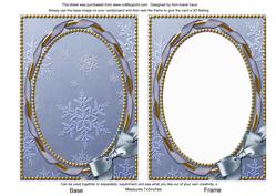 Blue Snowflake Ornate 7x5inch Plain Card Front and Frame