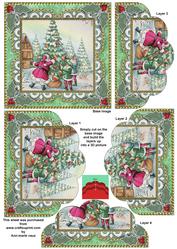 Santa Decorating Tree One Edge Scallop Bottom Stacker