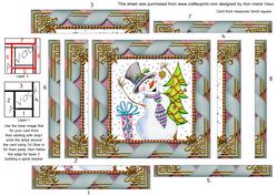 Snowman Presents Ribbon Spiral Edge Stacker Card Front