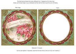 Pink Poinsettia Gold Ornate Square Picture and Frame