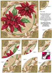 Poinsettia Gold Circle 6 Inch Duo Corner Stack Card Front