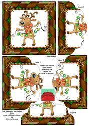 Reindeer Lights Ribbon One Edge Scallop Bottom Stacker