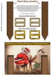 Santas List Double Bling Buckle & Leather Straps Card Front