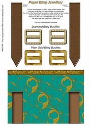 Ornate Aqua Swirl Double Bling Buckle & Leather Straps Card Front