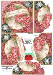 Pink Poinsetta Circle Snow One Edge Scallop Bottom Stacker
