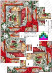 Christmas Welcome Door Snow All 4 Rounded Corner Card Front