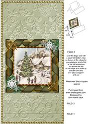 Village Scene Ribbon Easel Over the Edge Card