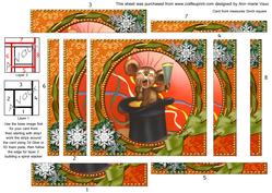 Happy Mouse Snow Spiral Edge Stacker Card Front