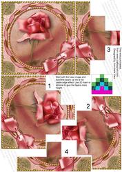 Pink Roses 1 Gold 5inch Square Bottom Castle Stacker