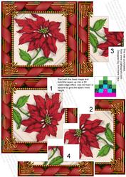 Red Poinsettia Ribbon 5inch Square Bottom Castle Stacker