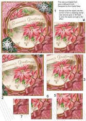 Pink Poinsettia Circle Snow 5in Square One Corner Stacker