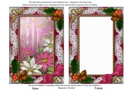 Pink Poinsettia Holly 7x5in Picture Card Front and Frame