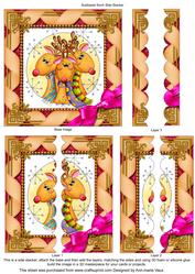Cute Reindeer Trio 5inch Square Scalloped 2 Side Stacker