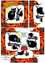 Hoot Halloween One Edge Scallop Bottom Stacker