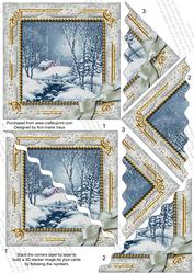 Blue Winter Walk 5in Scallop Triangle Corner Stacker