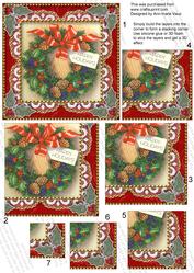 Christmas Wreath 5in Square One Corner Stacker