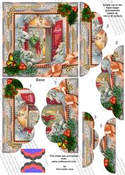 Christmas Door Holly 5in Top N Bottom Round Scallop Stacker