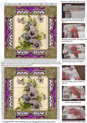 Purple Pansies Lace 5inch 3D Paper Weaving Sheet