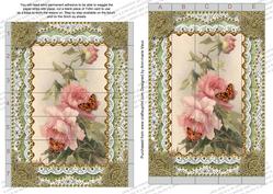 Pink Butterfly Roses Gold 7x5inch 3D Paper Weaving Sheet