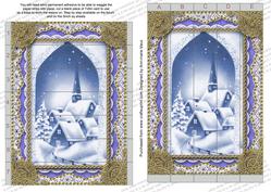 Christmas Blue Village Gold 7x5inch 3D Paper Weaving Sheet