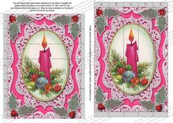 Christmas Pink Candle Lace 7x5inch 3D Paper Weaving Sheet