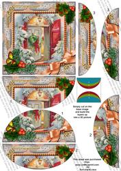 Christmas Door Holly 5inch Top and Bottom Rounded Stacker
