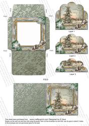 Single Tree Snow Mini Card Scallop Bottom Stacker Aio