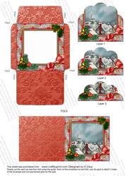 Rooftops Holly Card Envelope Scallop Bottom Stacker Aio