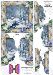 Blue Winter Walk Snow 5in Side by Side Round Scallop Stacker