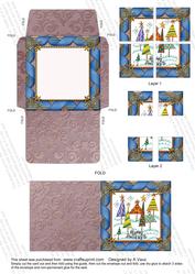 Happy Holiday Trees Mini Card Envelope 4 Corner Stacker Aio