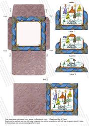 Happy Holiday Trees Card Envelope Scallop Bottom Stacker