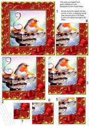 Christmas Red Robin Scallop 5in Square One Corner Stacker