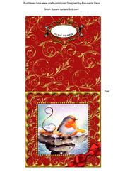Christmas Red Robin Scallop 5in Quick Card